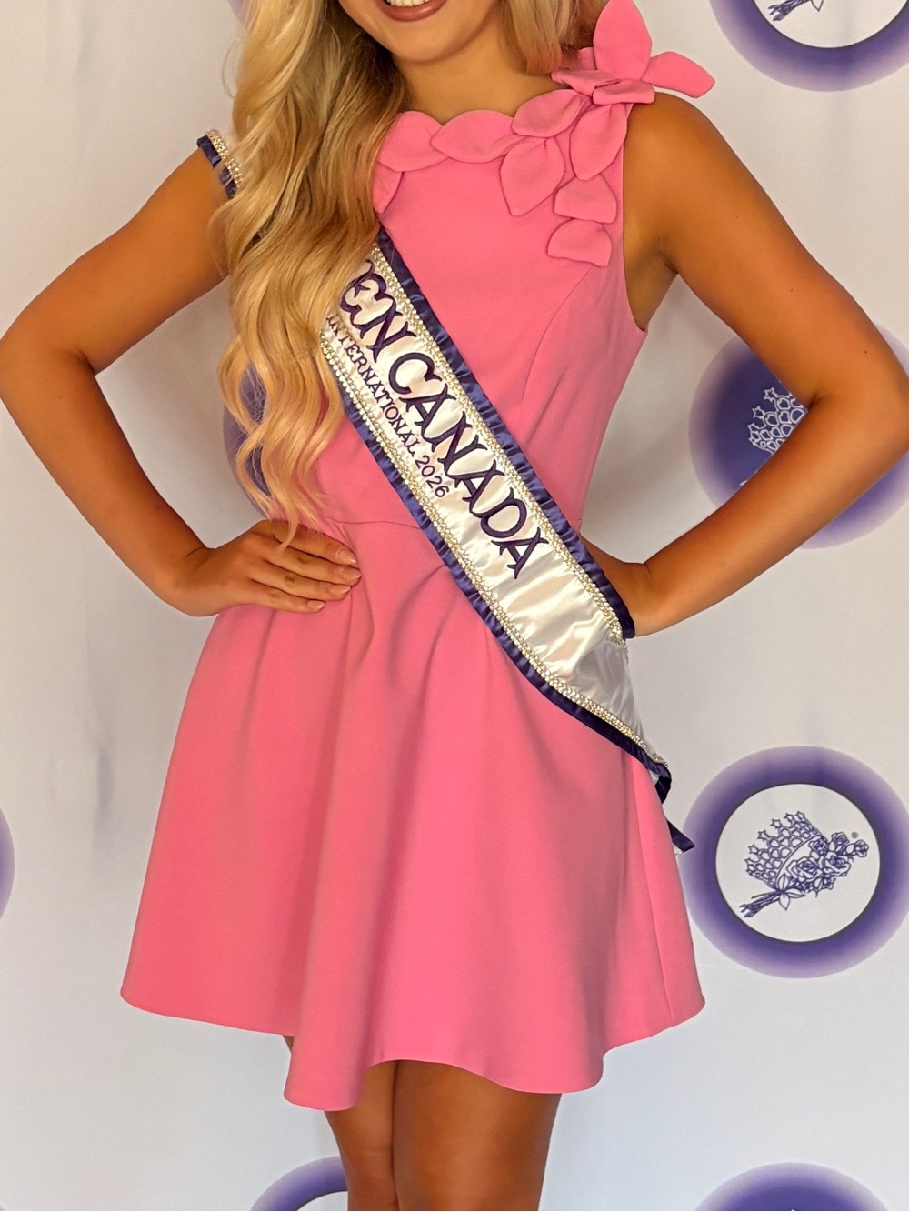 Fashion Nova One-Shoulder Pink Floral Appliqué Fit & Flare Dress